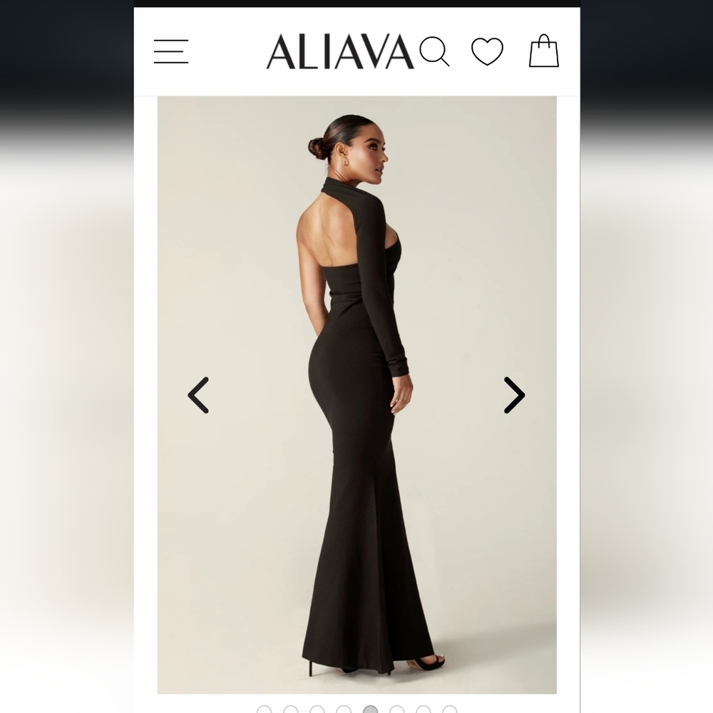 Aliava Elegant Black One-Shoulder Gown - Picture 4 of 8
